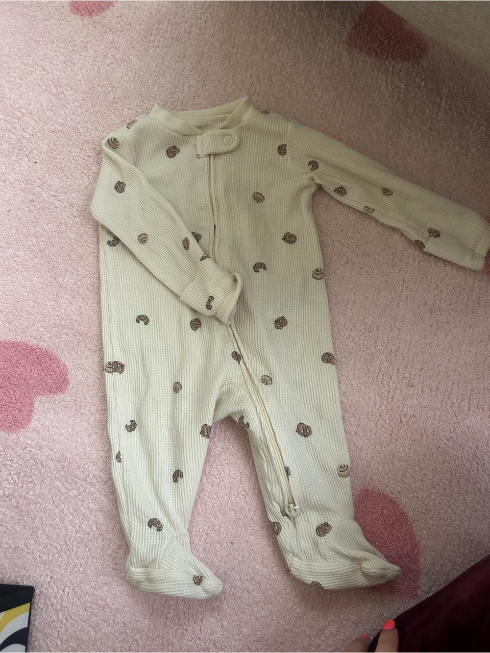 Carters Cream Waffle-Knit Baby One-Piece with Pastries Print